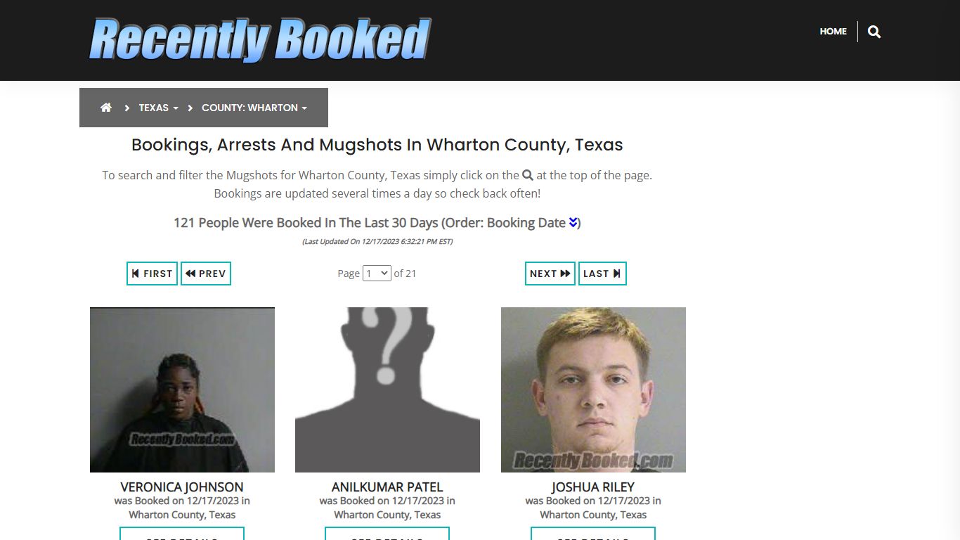 Recent bookings, Arrests, Mugshots in Wharton County, Texas